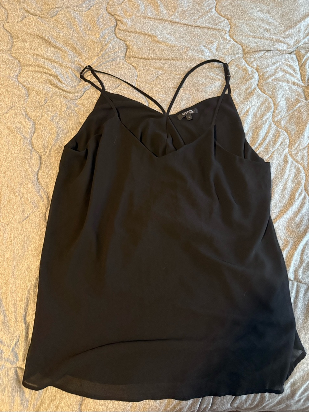 George Black V-Neck Cami with Double Spaghetti Straps
